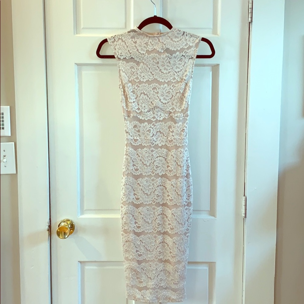 Beige lace midi dress